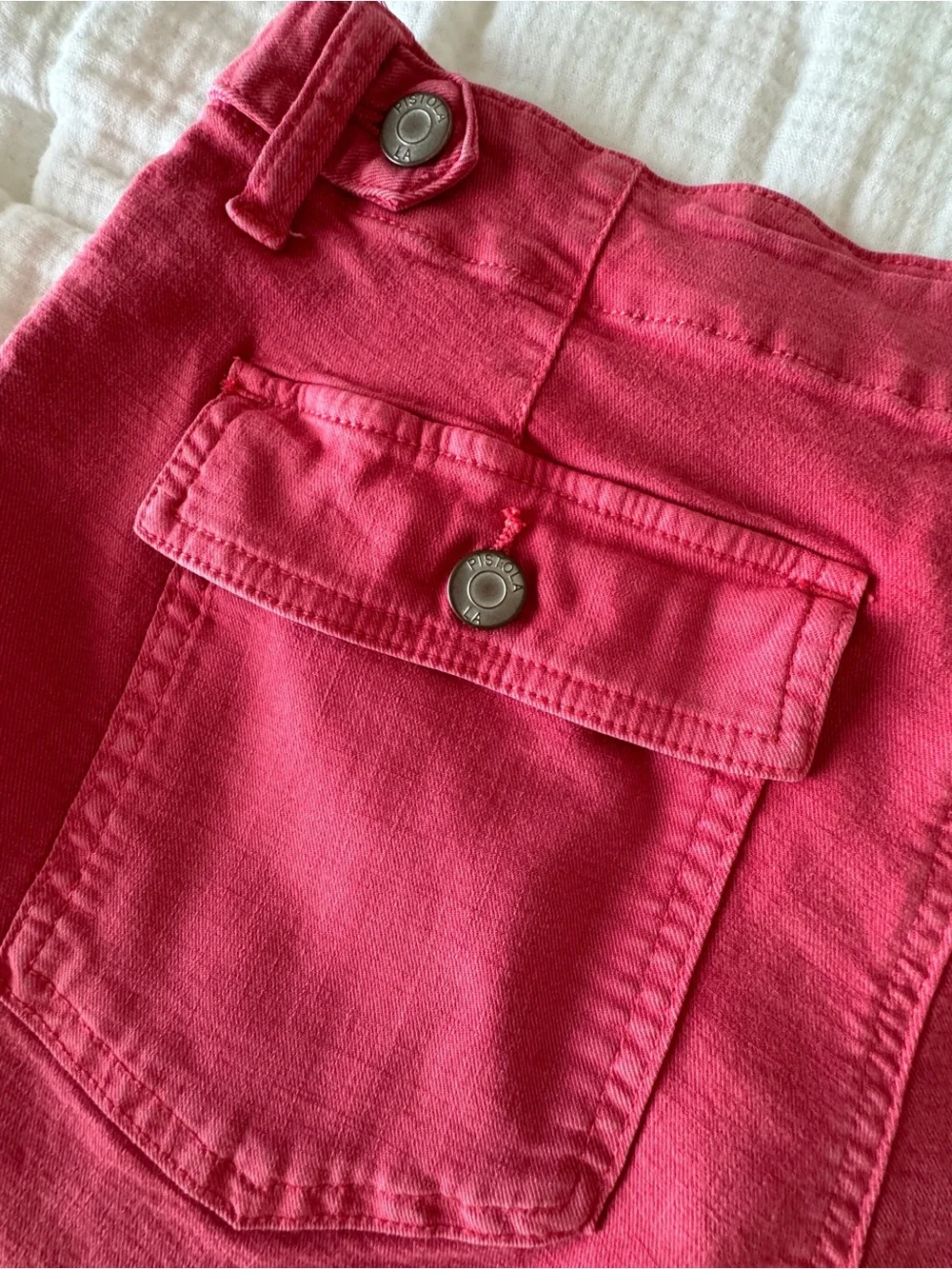 Pistola Mara Cargo Utility Shorts Hibiscus Red Pink Stretch Size 30